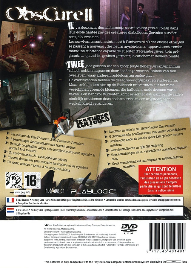 Obscure The Aftermath Boxarts For Sony Playstation 2 The Video